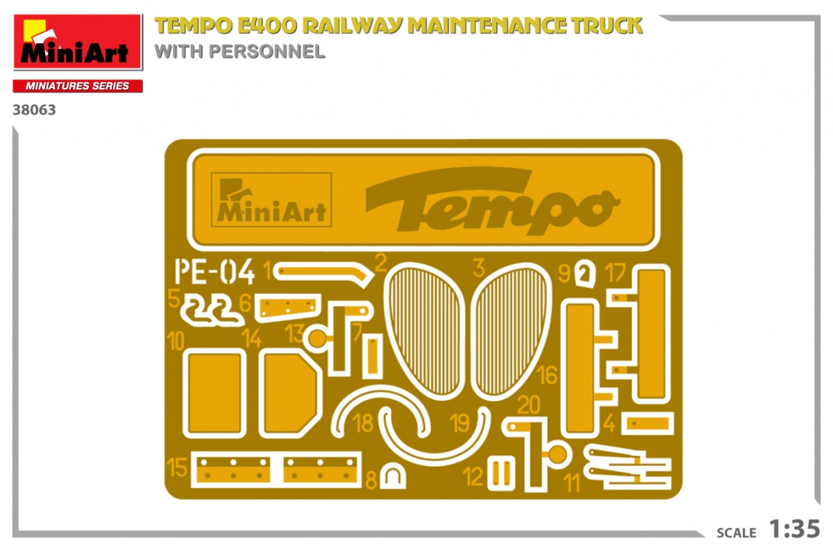 MiniArt 38063 Tempo E400 railway maintenance truck with personnel 1/35 – zdjęcie 2