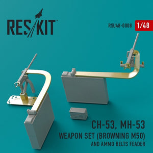 RESKIT RSU48-0008 CH-53, MH-53 Ensemble d&amp;#39;armement (Browning M50) et chargeur de bandes de munitions 1/48