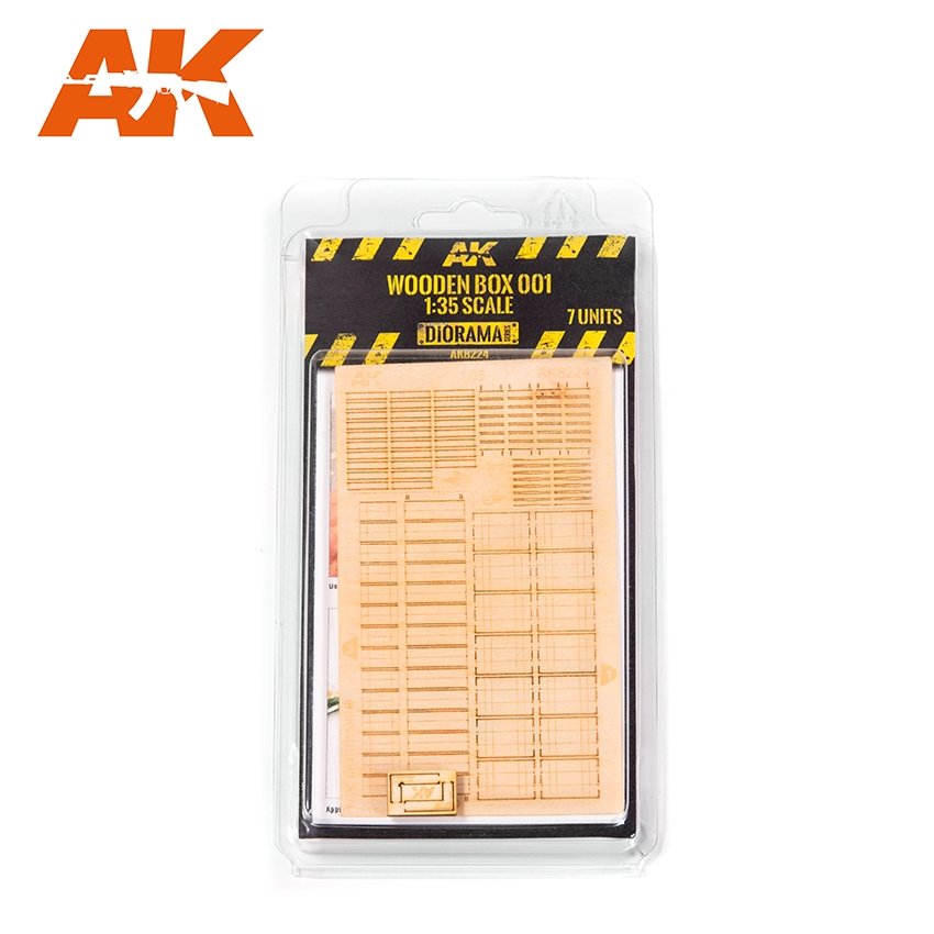 AK Interactive AK8224 BOÎTE EN BOIS DÉCOUPÉE AU LASER 001 (7 UNITÉS)