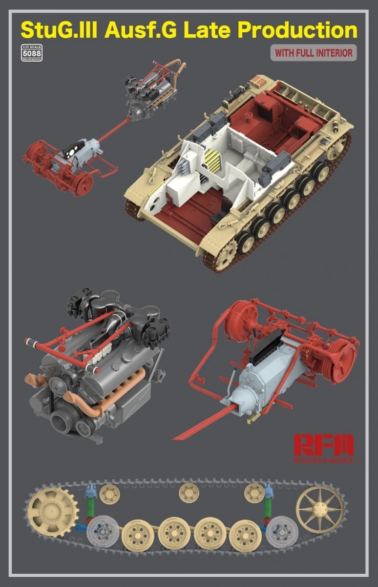 Maquette Rye Field 5088 StuG.III Ausf.G, production tardive, intérieur complet, échelle 1/35 – image 3