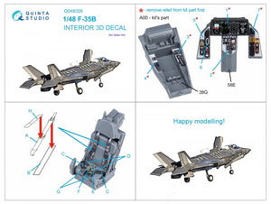 Intérieur imprimé en 3D et coloré pour le F-35B de Quinta Studio QD48326 (Italeri) à l&amp;#39;échelle 1/48 – immagine 8