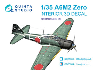 Intérieur imprimé en 3D et coloré sur papier décalcomanie (Border Model) Quinta Studio QD35084 A6M2 Zero (Nakajima Prod.) 1/35