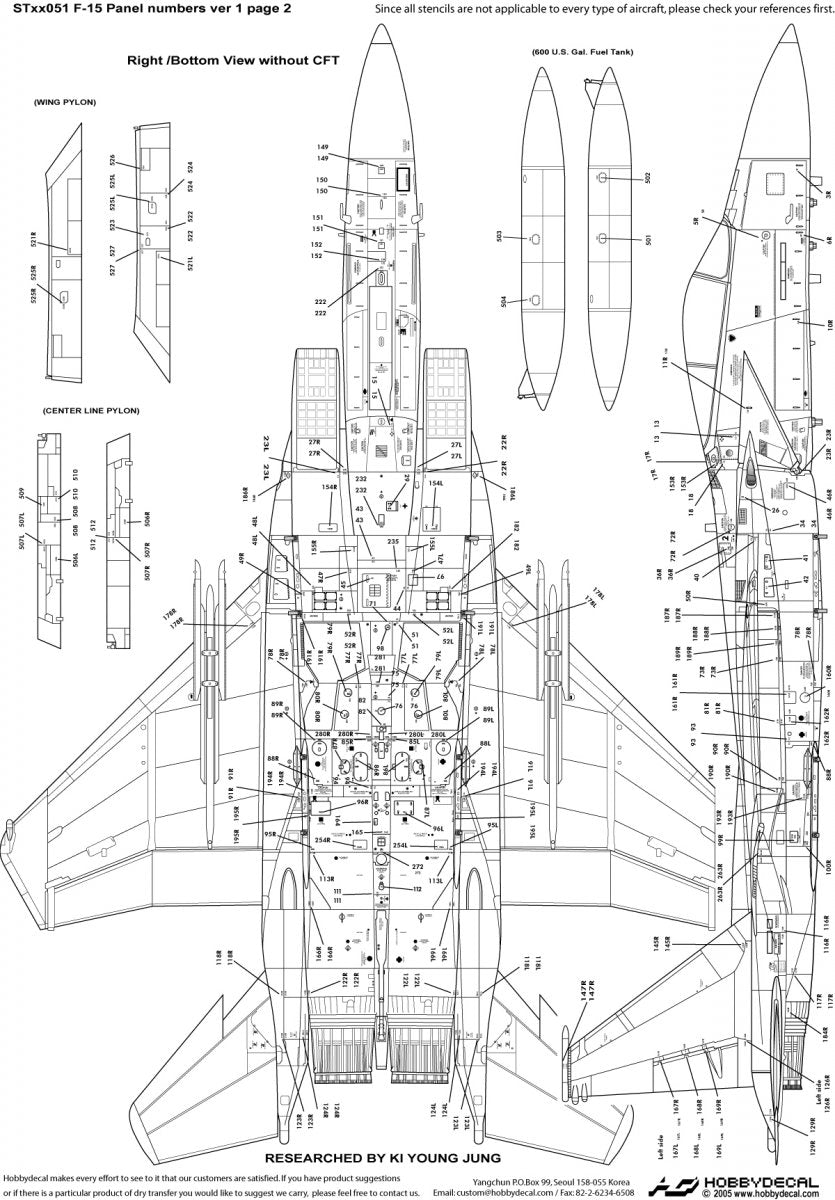 HobbyDecal ST32051V1 Numéros de panneaux F-15 ver 1 1/32 – image 3