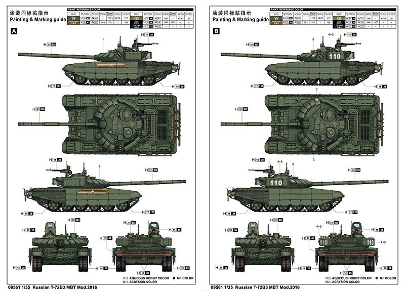 Trumpeter 09561 Char de combat principal russe T-72B3 1/35 – immagine 3