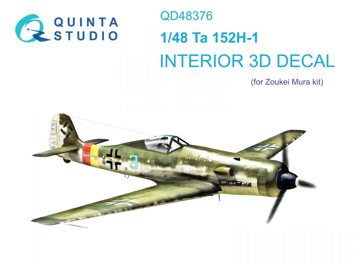Quinta Studio QD48376 Ta 152H 3D-Printed &amp;amp; coloured Interior on decal paper (Zoukei Mura) 1/48