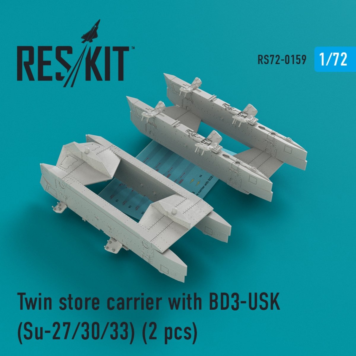 RESKIT RS72-0159 TRANSPORTEUR DE MAGASIN DOUBLE AVEC BD3-USK (2 PIÈCES) 1/72
