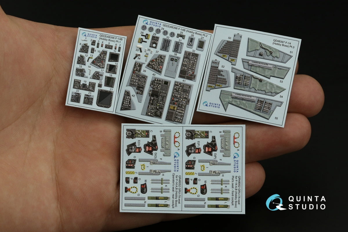 Intérieur imprimé en 3D et coloré sur papier décalcomanie Quinta Studio QD48396 F-14B (Hobby Boss) 1/48  – imagen 4