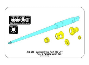 Canon Aber 35L-215 pour canon allemand de 8,8 cm Kw.K 43 (L/71) utilisé sur la tourelle Porsche du Tiger B - version tardive pour maquette TAKOM (1/35) – image 5
