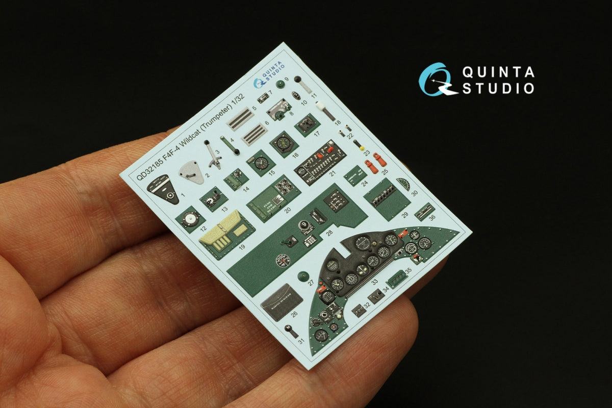 Intérieur coloré imprimé en 3D sur papier décalcomanie pour F4F-4 Wildcat (Trumpeter) de Quinta Studio QD32185, échelle 1/32 – Bild 4