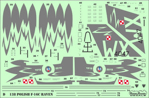 Décalcomanies ModelMaker D48138 F-16C RAVEN polonais, 100e anniversaire de l&amp;#39;armée de l&amp;#39;air polonaise, échelle 1/48 – image 3