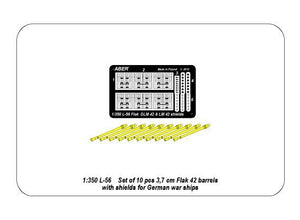 Aber 350L-56 Canons de navire à l&amp;#39;échelle 1/350 Ensemble de 10 canons de 3,7 cm pour Flak 42 allemand avec boucliers (1/350)  – image 5