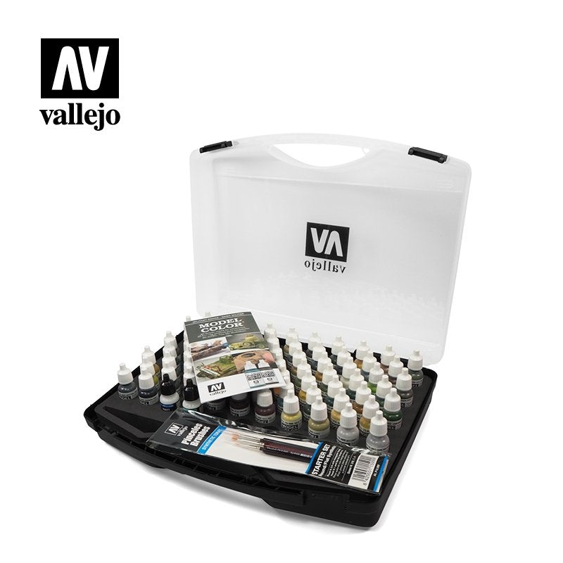 Coffret de peinture pour maquettes militaires Vallejo 70173 avec étui de rangement en plastique