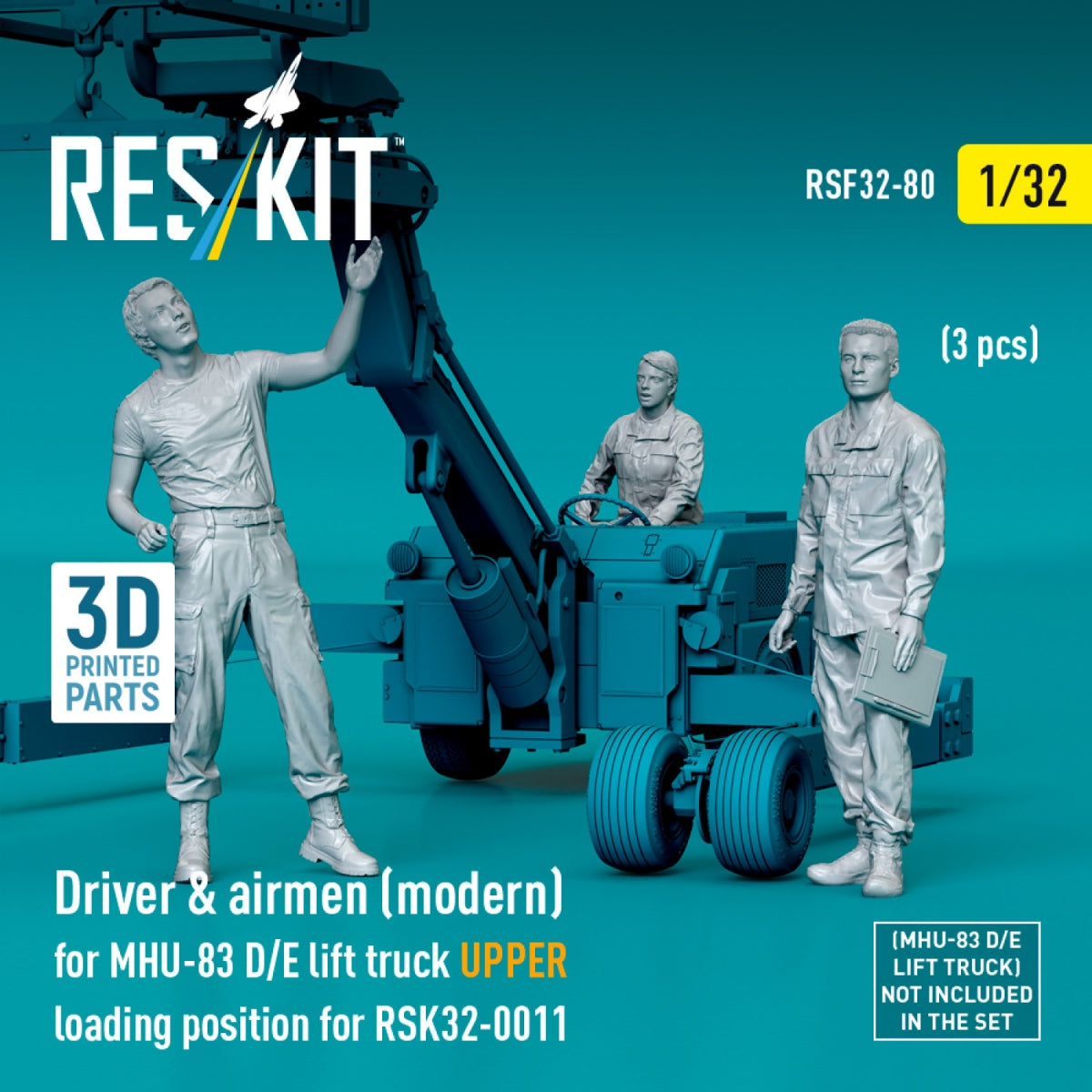 RESKIT RSF32-0080 Conducteur et aviateurs (moderne) (3 pièces) (Position de chargement supérieure pour chariot élévateur MHU-83 D/E RSK32-0011) (Impression 3D) 1/32