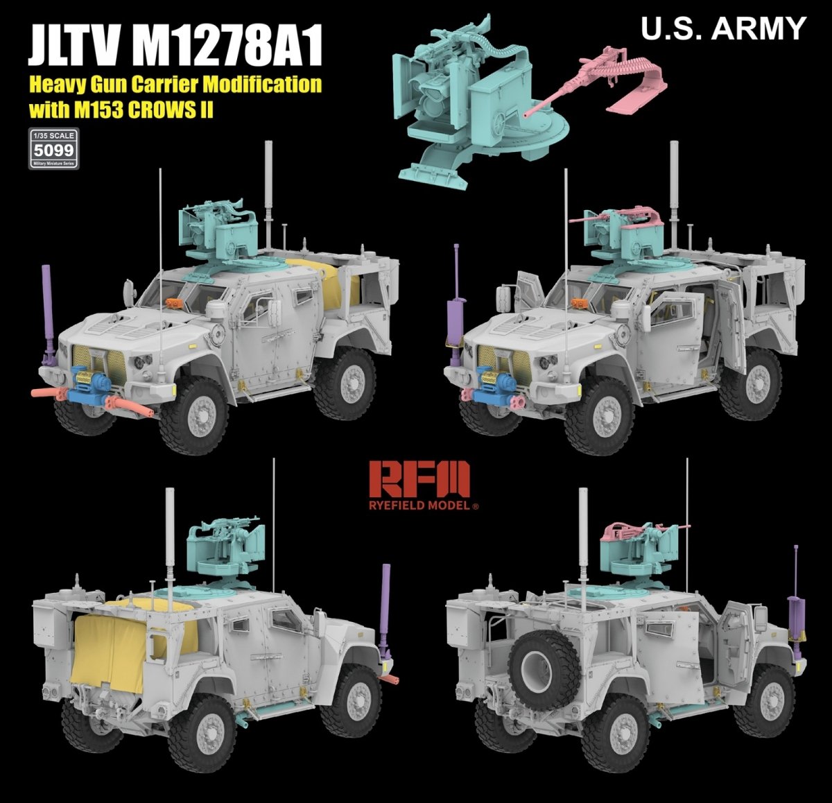 Rye Field Modèle 5099 JLTV M1278A1 Modification de transporteur de canon lourd avec M153 CROWS II 1/35 – image 4