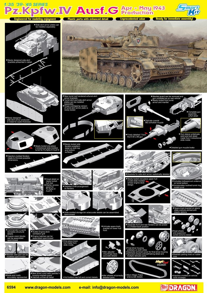 Dragon 6594 Pz.Kpfw.IV Ausf.G Avril-Mai 1943 Production (1/35) – immagine 2