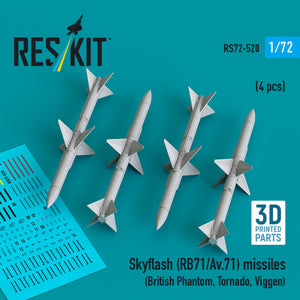Missiles Skyflash (RB71/Av.71) RESKIT RS72-0520 (4 pièces) (Impression 3D) 1/72