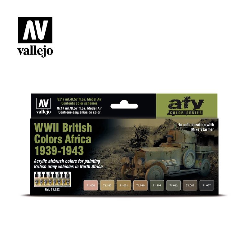 Vallejo 71622 Couleurs britanniques de la Seconde Guerre mondiale Afrique 1939-1943 8 x 17 ml