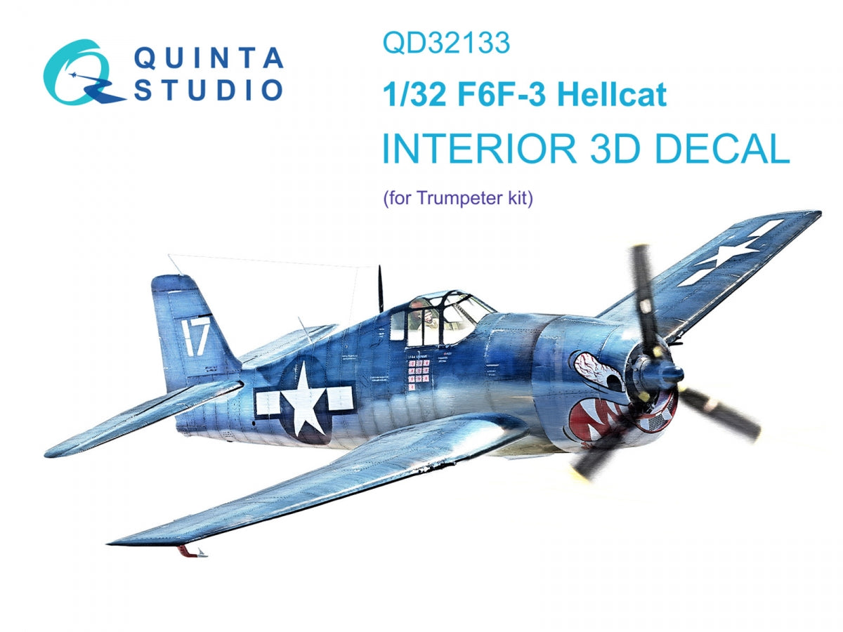 Intérieur imprimé en 3D et coloré sur papier décalcomanie Quinta Studio QD32133 F6F-3 Hellcat (Trumpeter) 1/32