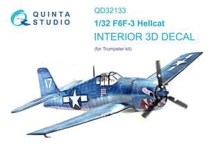 Intérieur imprimé en 3D et coloré sur papier décalcomanie Quinta Studio QD32133 F6F-3 Hellcat (Trumpeter) 1/32
