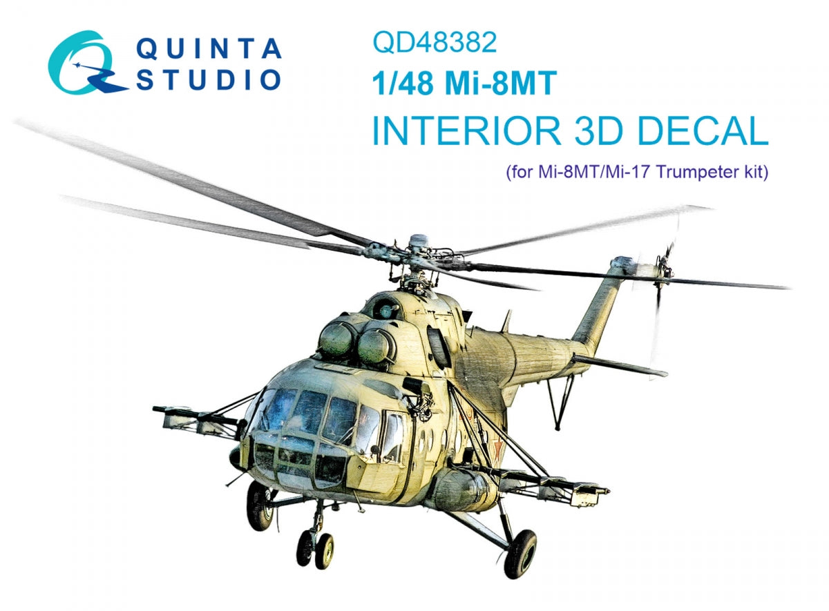 Intérieur imprimé en 3D et coloré sur papier décalcomanie Quinta Studio QD48382 Mi-8MT (Trumpeter) 1/48