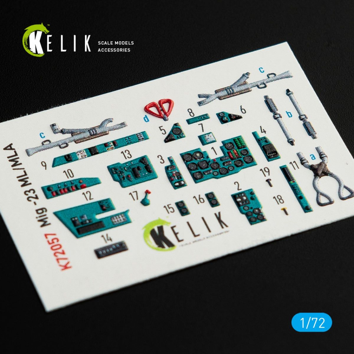 KELIK K72057 Décalcomanies 3D intérieures pour kit Clearprop 1/72 MIG-23 ML/MLA