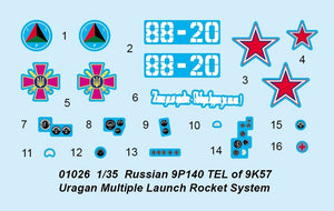 Trumpeter 01026 Russe 9P140 TEL du système de lance-roquettes multiples 9K57 Uragan 1/35 – immagine 5