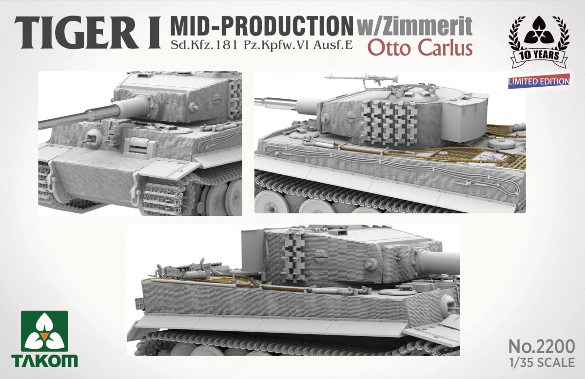 Takom 2200 Tiger I Mid Production avec zimmerit Sd.Kfz. 181 Pz.Kpfw. VI Ausf. E Otto Carius 1/35 – image 3