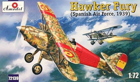 Maquette A-Model 72139 Biplan britannique Hawker Fury, Force aérienne républicaine espagnole, 1939, échelle 1/72