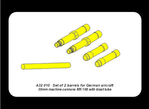 Aber A32010 Ensemble de 2 canons pour mitrailleuses d&amp;#39;avions allemands MK 108 de 30 mm avec tube de souffle (1/32) – imagen 8