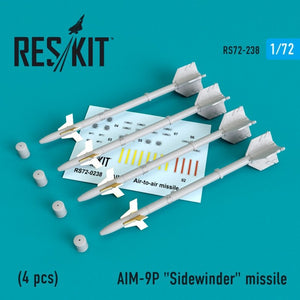 RESKIT RS72-0238 Missile AIM-9P « Sidewinder » (4 pièces) 1/72