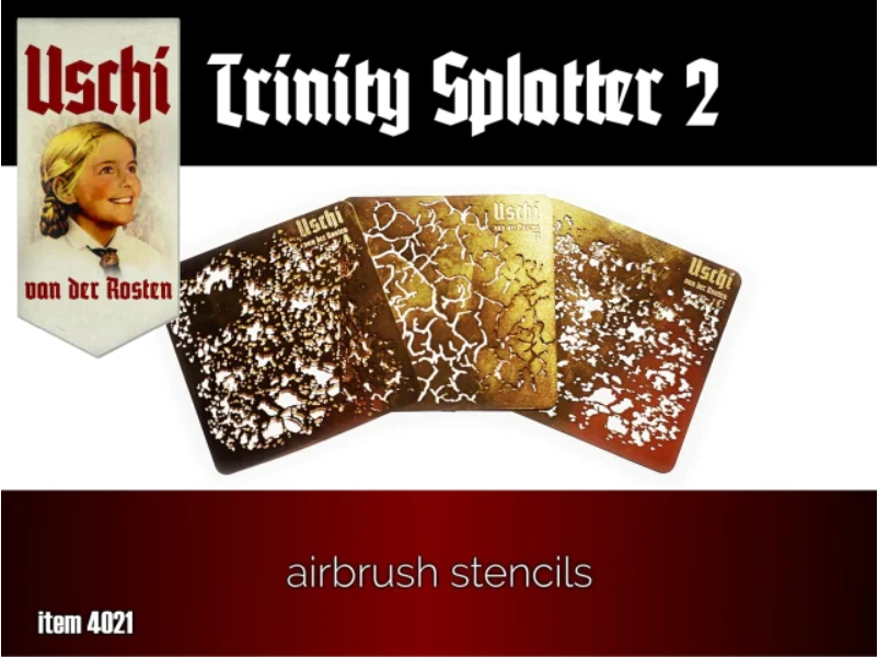 Uschi 4021 TRINITY SPLATTER 2 pochoirs pour aérographe