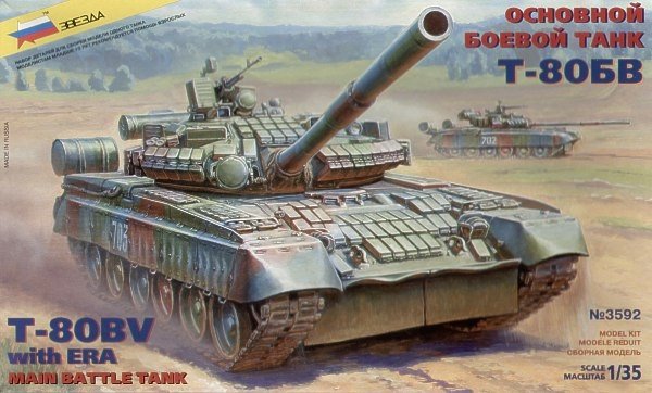 Zvezda 3592 T-80BV Char de combat principal russe avec blindage réactif (1/35)