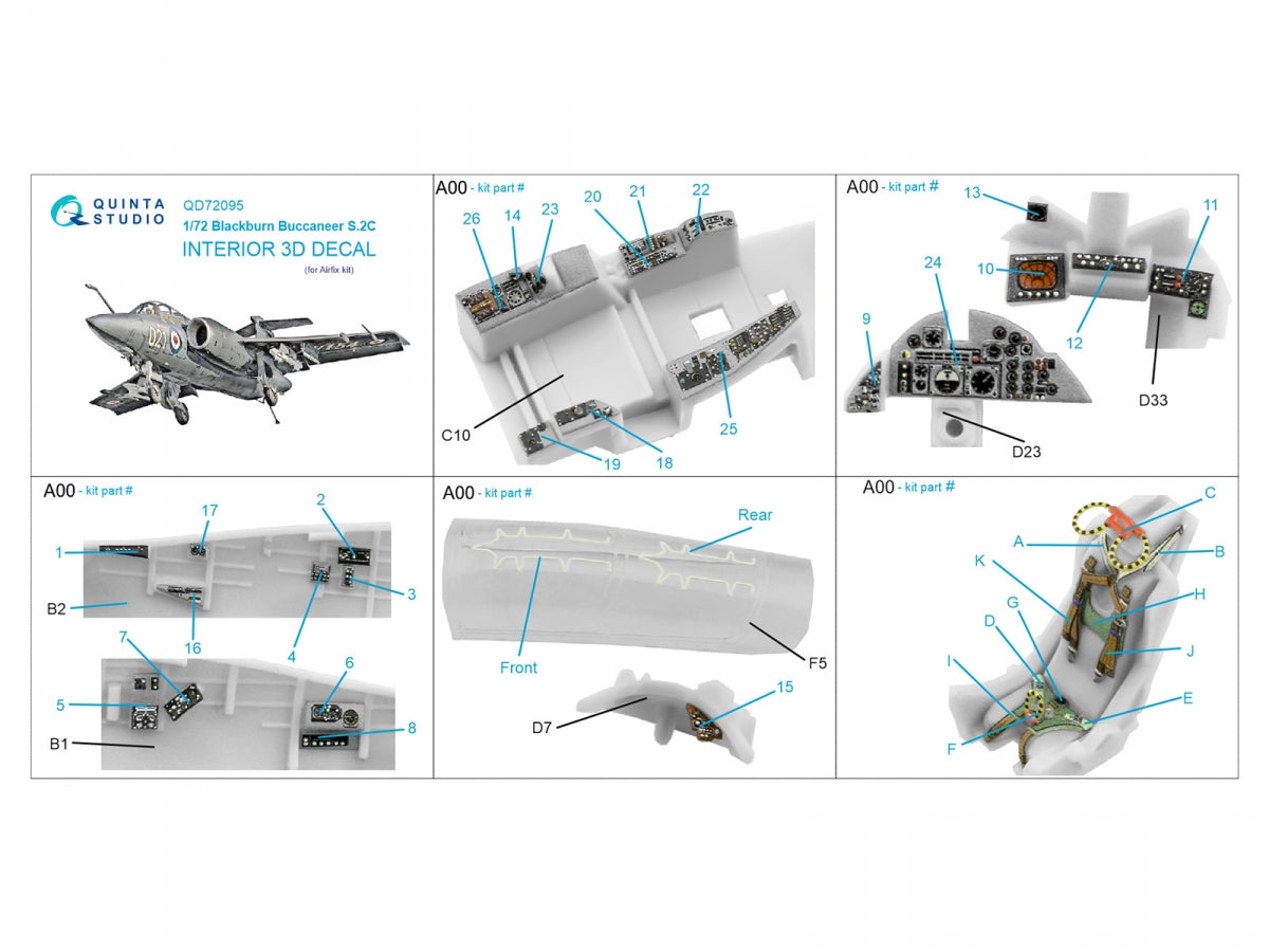 Intérieur imprimé en 3D et coloré sur papier décalcomanie Quinta Studio QD72095 Blackburn Buccaneer S.2C (Airfix) 1/72  – immagine 2