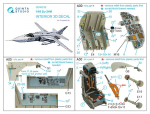 Intérieur imprimé en 3D et coloré sur papier décalcomanie Quinta Studio QD48238 Su-24M (Trumpeter) 1/48 – image 2