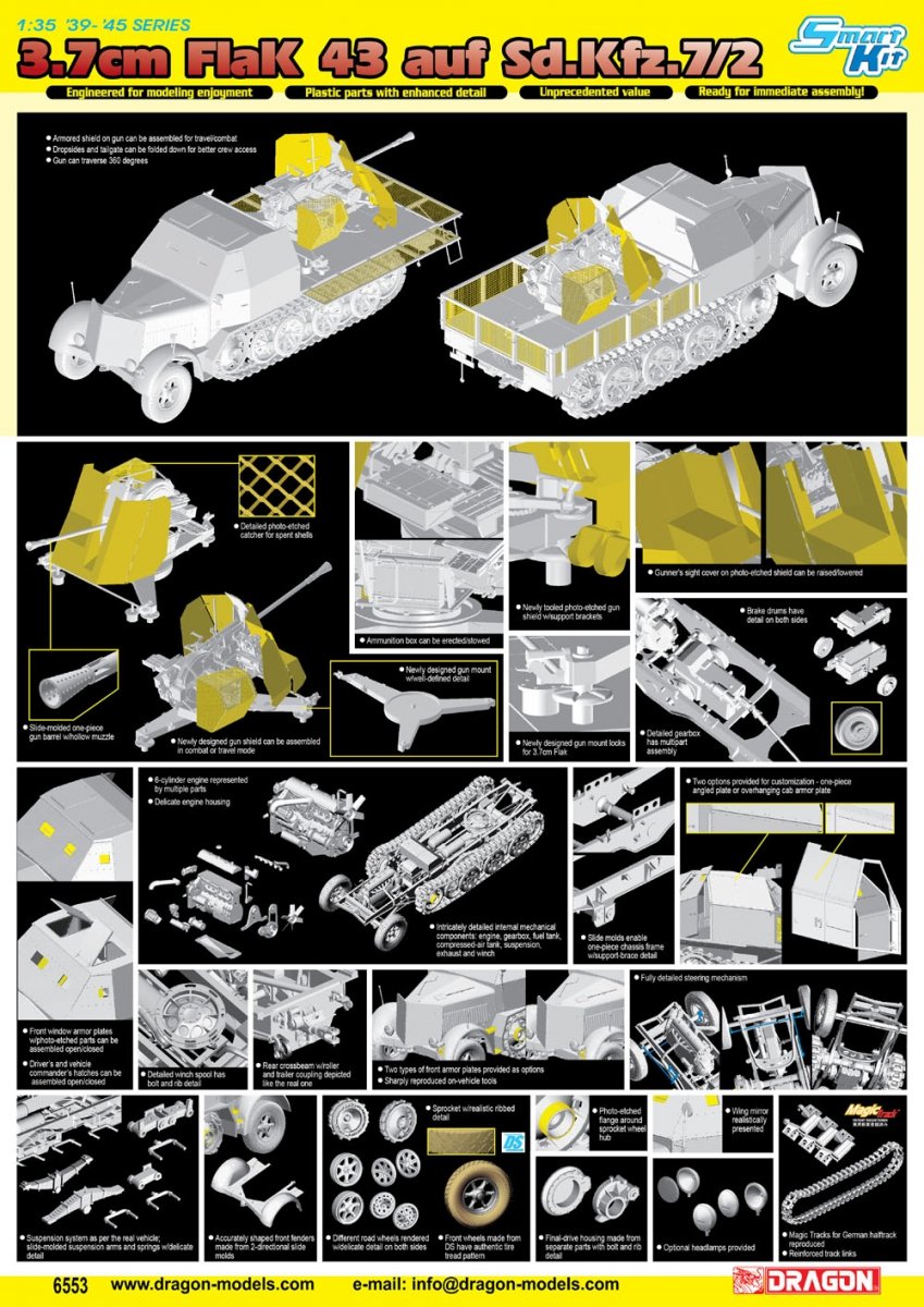 Dragon 6553 3.7cm FlaK 43 au Sd.Kfz.7/2 (1/35) – Bild 2