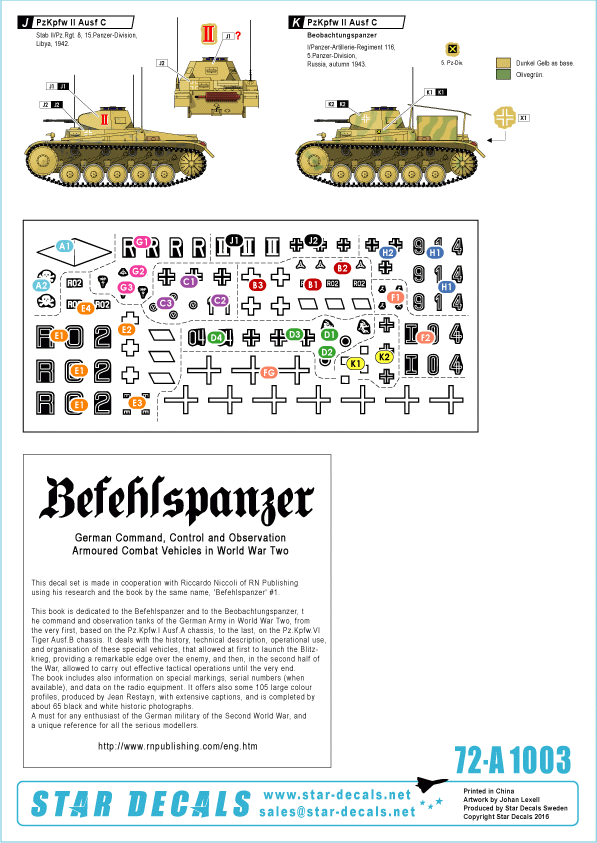 Star Decals 72-A1003 Befehlspanzer #1 1/72