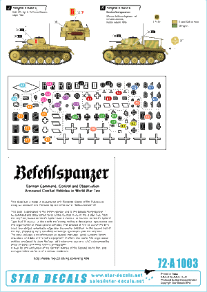 Star Decals 72-A1003 Befehlspanzer #1 1/72