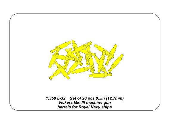 Aber 350L-32 Ensemble de 20 canons de mitrailleuse Vickers Mk.III de 0,5 pouce (12,7 mm) pour navires de la Royal Navy (1/350) – immagine 5