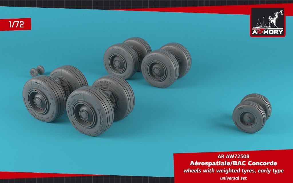 Roues de Concorde Armory Models AW72508 avec pneus lestés, échelle 1/72 (début de la série)