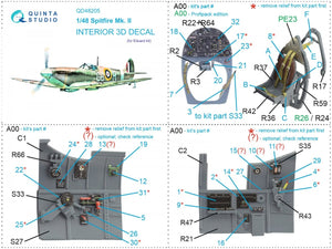 Intérieur imprimé en 3D et coloré sur papier décalcomanie (Eduard) Quinta Studio QD48205 Spitfire Mk.II 1/48 – immagine 12