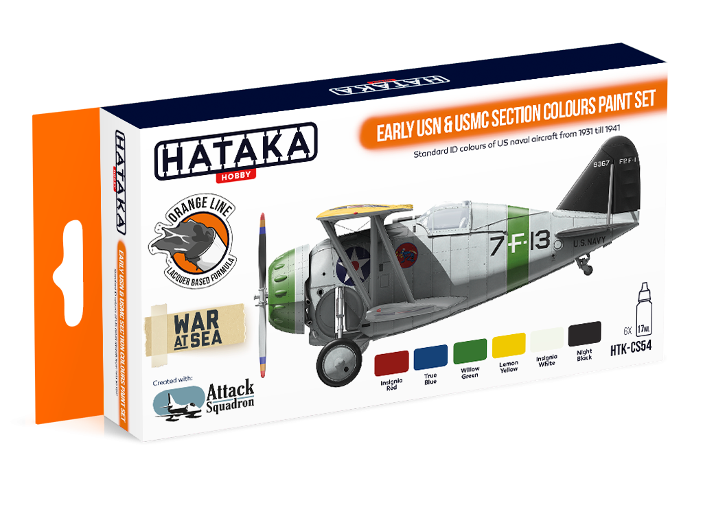 Ensemble de peinture Hataka HTK-CS54 Early USN &amp; USMC Section Colors (6x17ml)