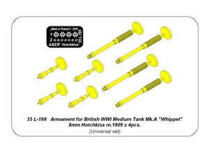 Armement Aber 35L-199 pour char moyen britannique Mk.A Whippet de la Première Guerre mondiale, canon Hotchkiss m.1909 de 8 mm x 4 pièces (1/35) – Bild 8