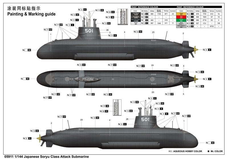 Trumpeter 05911 Sous-marin d&amp;#39;attaque japonais de classe Soryu 1/144 – imagen 4