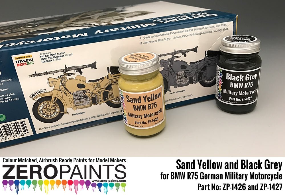 Peinture Zero Paints ZP-1426YELLOW BMW R75 Jaune sable pour moto militaire allemande 60 ml