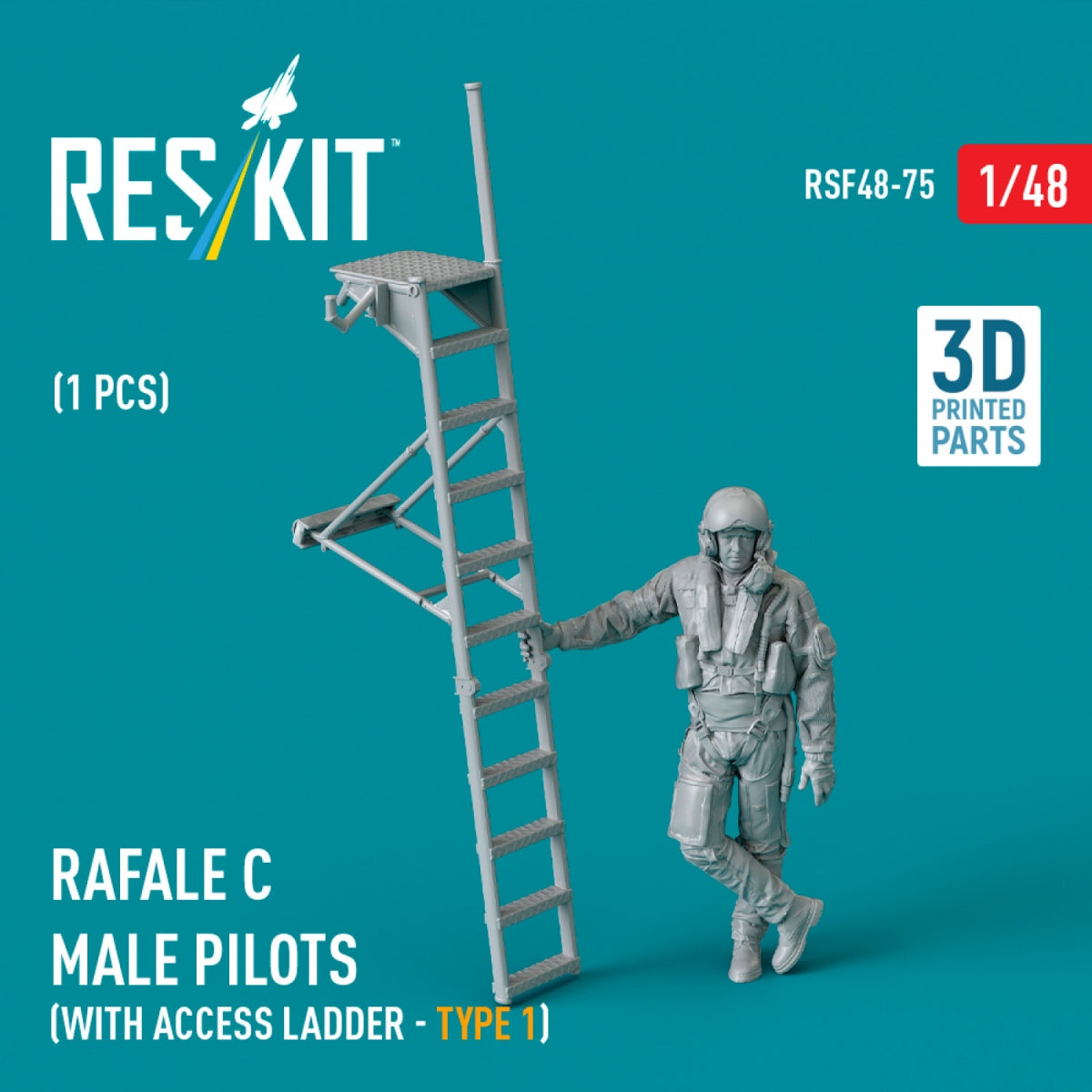 RESKIT RSF48-0075 Figurine de pilote Rafale C (avec échelle d&amp;#39;accès - type 1) (1 pièce) (Impression 3D) 1/48