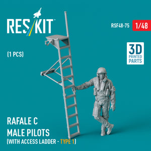 RESKIT RSF48-0075 Figurine de pilote Rafale C (avec échelle d&amp;#39;accès - type 1) (1 pièce) (Impression 3D) 1/48