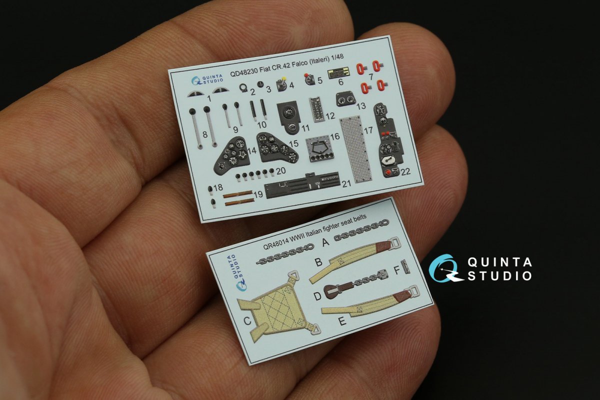Intérieur imprimé en 3D et coloré sur papier décalcomanie Quinta Studio QD48230 Fiat CR.42 (Italeri) 1/48 – Bild 6