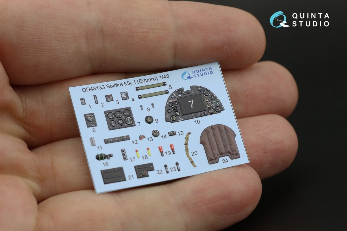 Intérieur imprimé en 3D et coloré sur papier décalcomanie (Eduard) Quinta Studio QD48133 Spitfire Mk.I 1/48 – Bild 8