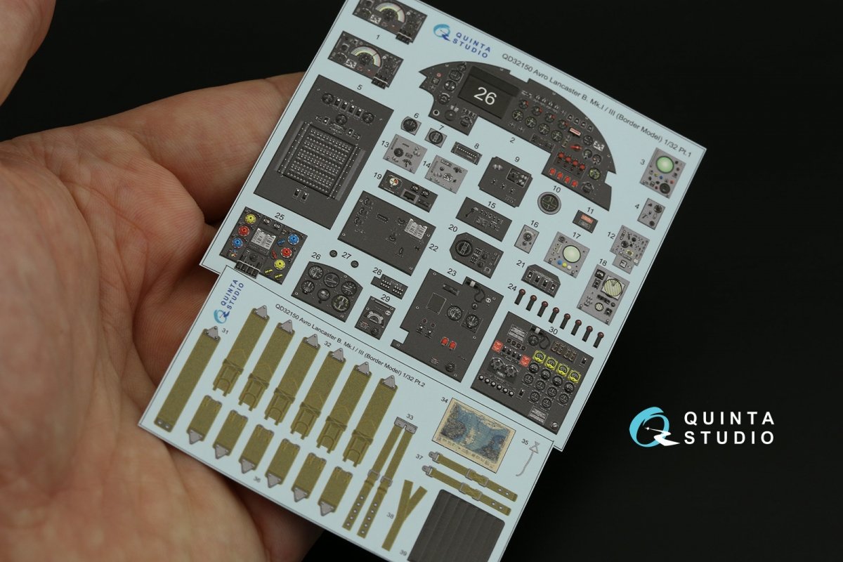 Intérieur imprimé en 3D et coloré sur papier décalcomanie Quinta Studio QD32150 Avro Lancaster B. Mk.I/III (Border Model) à l&amp;#39;échelle 1/32 – Bild 3