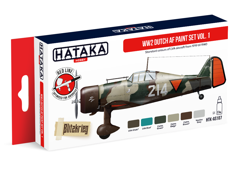 Hataka Hobby HTK-AS107 WW2 Kit de peinture AF néerlandais vol.1 (6x17 ml) 